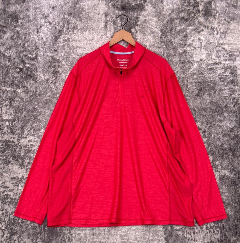 Tommy Bahama 1/4 Zip 3XL Mens Island Zone Red Pink Long Sleeve Golf
